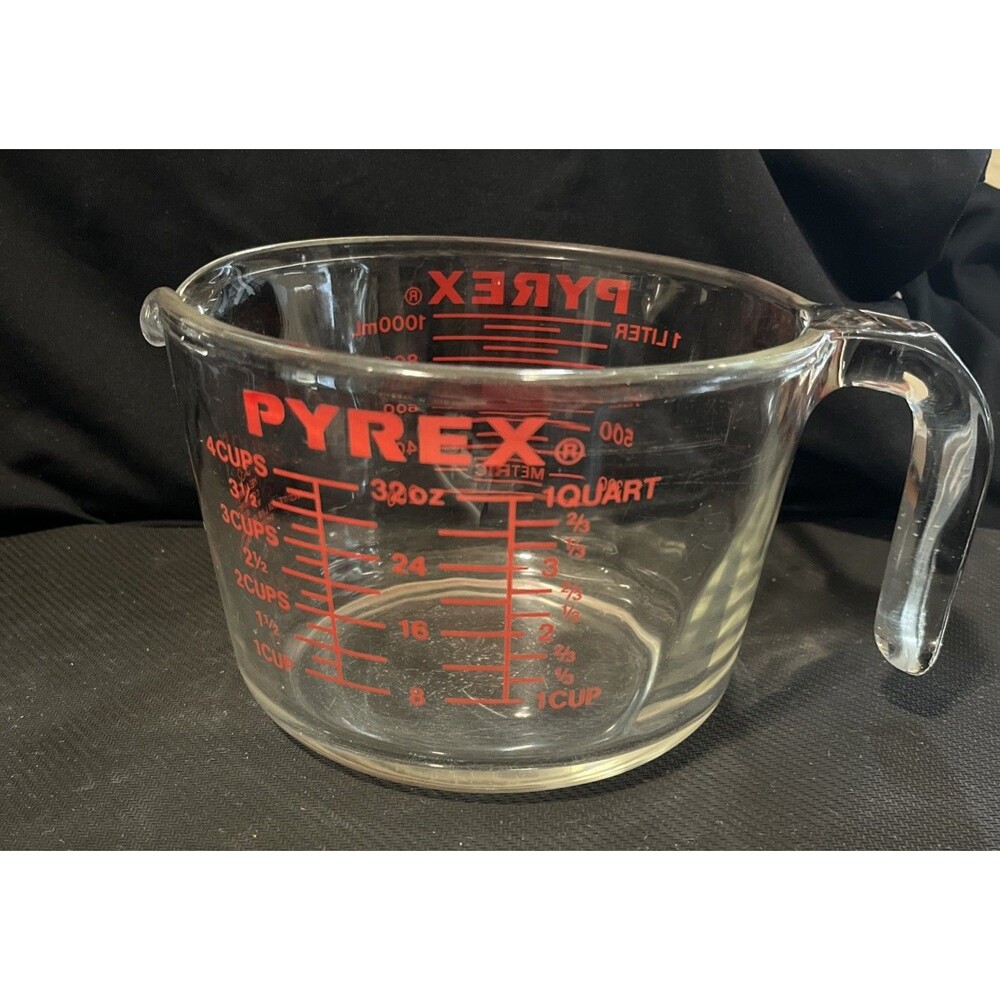 PYREX Vintage 4 Cup 1 Qt Liter Large Pyrex  Measuring Mixing Cup Bowl